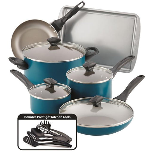 Farberware 20361 Dishwasher Safe Nonstick Cookware Set&#44; Teal - 15 Piece