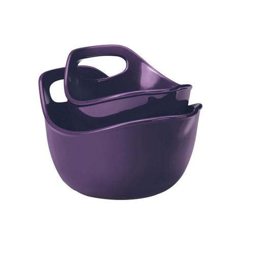 Rachael Ray 47497 Ceramics 2 Piece Mixing Bowls Set&#44; Purple