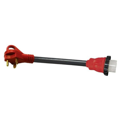 Valterra Products A10-3050HDVP 30Am-50Af Detach Adapter Cord with Hdl&#44; 12 in.&#44; Red&#44; Carded
