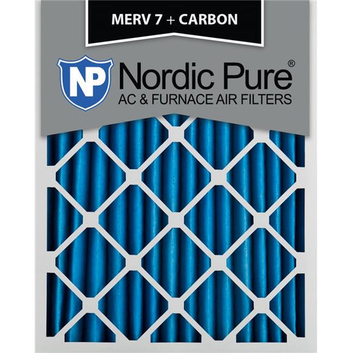 Nordic Pure 14x25x2M7-C-12 MERV 7 Plus Carbon Pleated Air Filters - 14 x 25 x 2 in.&#44; Pack of 12