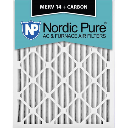 Nordic Pure 16x24x2M14PlusC-12 Pleated Air Filters MERV 14 Plus Carbon&#44; 16 x 24 x 2 in. - Pack of 12