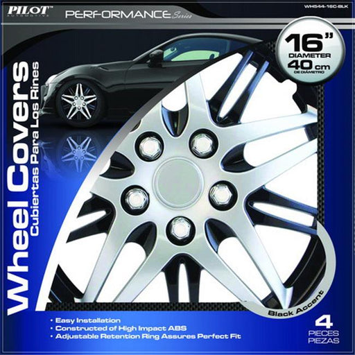 Pilot Automotive WH544-16C-BLZ 16 in. Wheel Cover Formula Performance Series&#44; Black & Silver