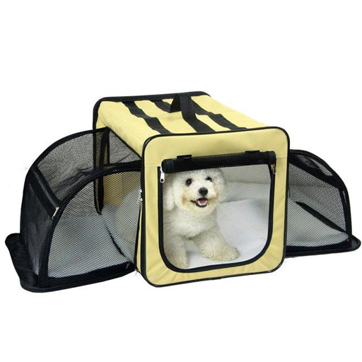 Pet Life H5KHXS Capacious Dual Expandable Wire Dog Crate&#44; Khaki - Extra Small