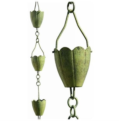 Patina Products R253H Verdigris Flower Cup Rain Chain - Half Length