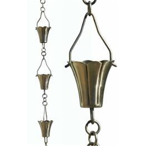 Patina Products R266H Brushed Stainless Fluted Cup Rain Chain - Half Length