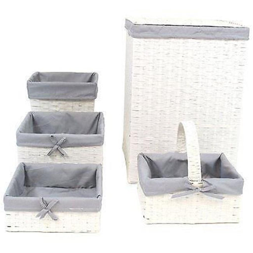 Redmon 7200WHGY Hamper & Basket Set&#44; White & Gray - 5 Piece