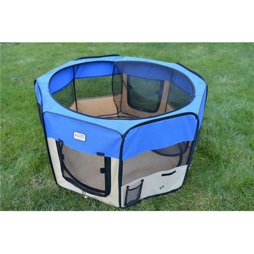 AeroMark International PP001B Portable Playpen&#44; Blue & Beige