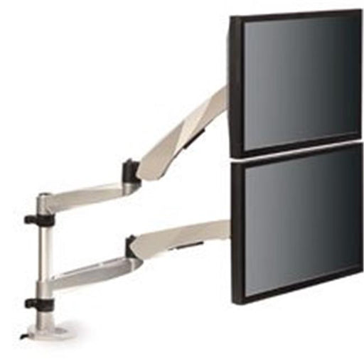 Easy-Adjust Dual Monitor Arm - Silver & Black