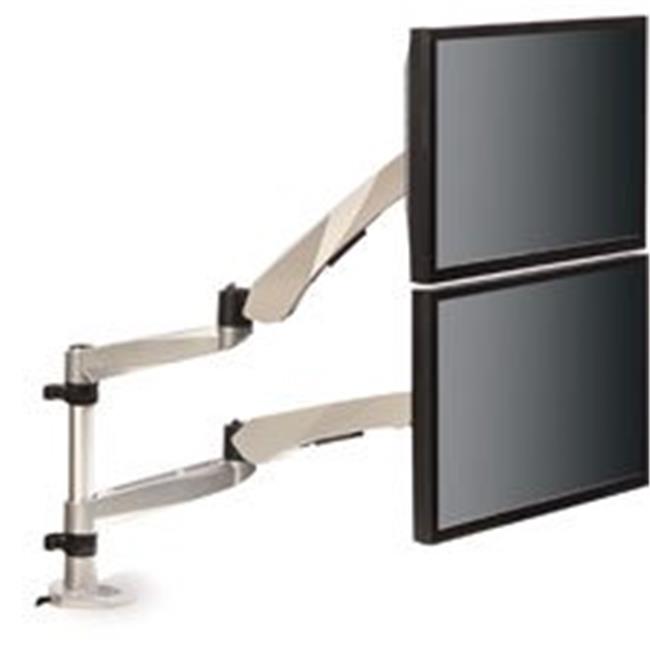 Easy-Adjust Dual Monitor Arm - Silver & Black