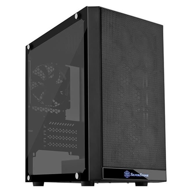 SilverStone Technologies PS15B-RGB Micro ATx Computer Case&#44; Tempered Glass RGB&#44; Black
