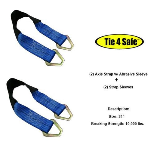 Tie 4 Safe RT41A-60M18-BL-C-20 2 x 60 in. Axle Straps with Abrasive Sleeve & Delta Ring&#44; Black - 20 Piece