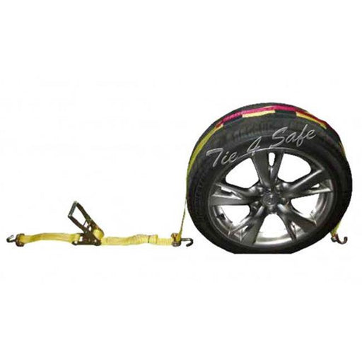 Tie 4 Safe RT51-510-W54-4 2 in. x 10 ft. Car Tie Downs with Swivel Hooks&#44; Ratchet Buckle & Tire Grip - Yellow&#44; 4 Piece