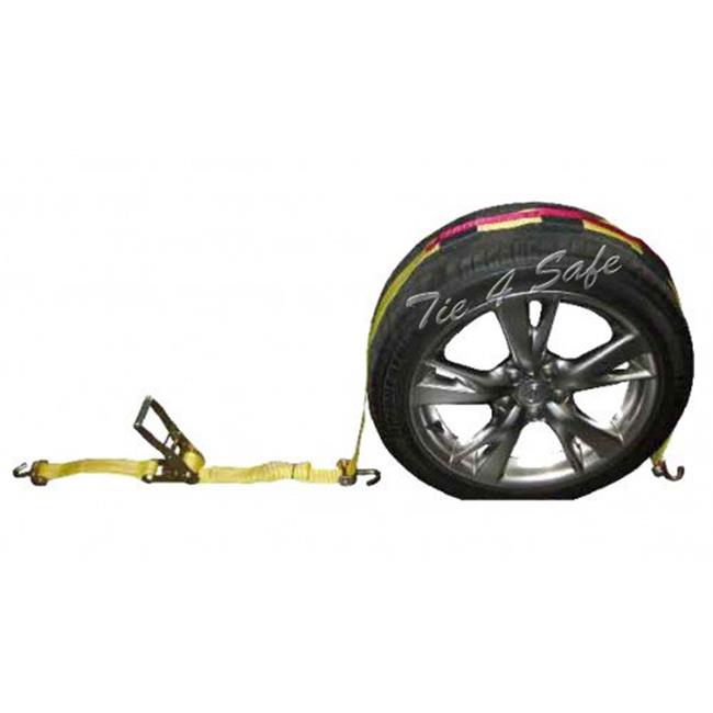 Tie 4 Safe RT51-510-W54-8 2 in. x 10 ft. Car Tie Downs with Swivel Hooks&#44; Ratchet Buckle & Tire Grip - Yellow&#44; 8 Piece
