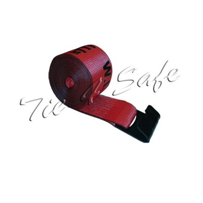 Tie 4 Safe TWS41-30M12N-R-10 4 in. x 30 ft. Winch Straps with Black Flat Hook - Red&#44; 10 Piece