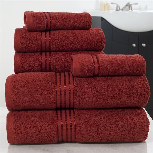 Lavish Home 67-0016-BUR Cotton 100 Percent Hotel Towel Set - 6 Piece