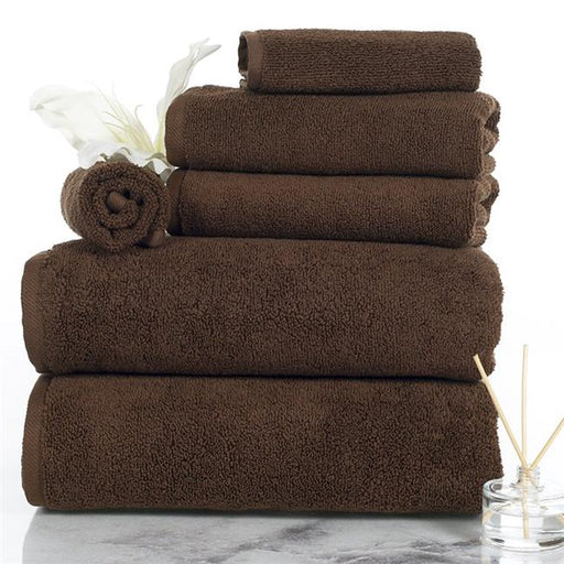Lavish Home 67-0017-C 6 Piece Cotton Towel Set&#44; Chocolate