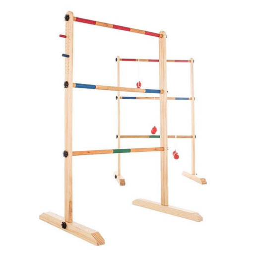 Hey Play 80-ZS-002 Wooden Outdoor Ladder Toss Game Set with 6 Bolas & Storage Bag