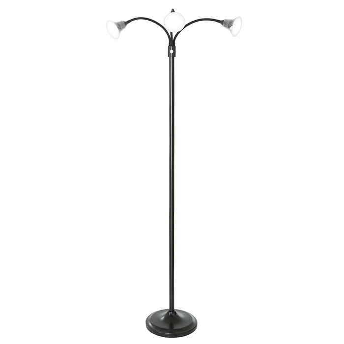 Lavish Home 72-4001B 3 Head Floor Lamp with Adjustable Arms&#44; Black