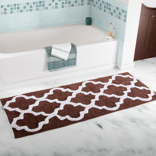 Lavish Home 67-0029-C 24 x 60 in. 100 Percent Cotton Trellis Bathroom Mat - Chocolate