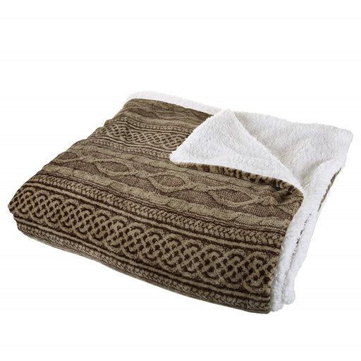 Bedford Home 61A-01206 Flannel & Sherpa Blanket - Full & Queen Size - Chocolate & Taupe