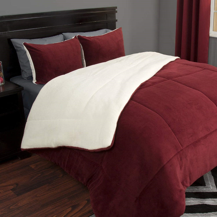Bedford Home 66A-27452 2 Piece Sherpa & Fleece Comforter Set, Twin Size