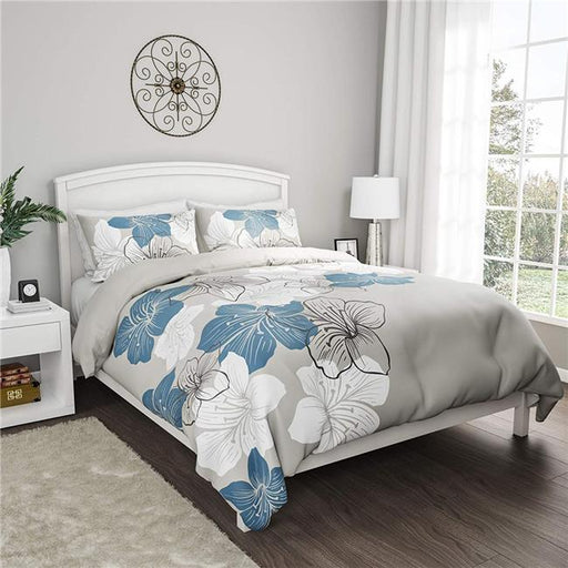 Bedford Home 66A-70527 Enchanted Hypoallergenic Breathable Polyester Microfiber Modern Floral Comforter with Pillow Sham 3 Piece Set - Full & Queen Size