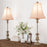 Lavish Home 72-LMPST2-8 Pineapple Buffet Lamps with Hexagon Shades - Distressed Ivory - Set of 2