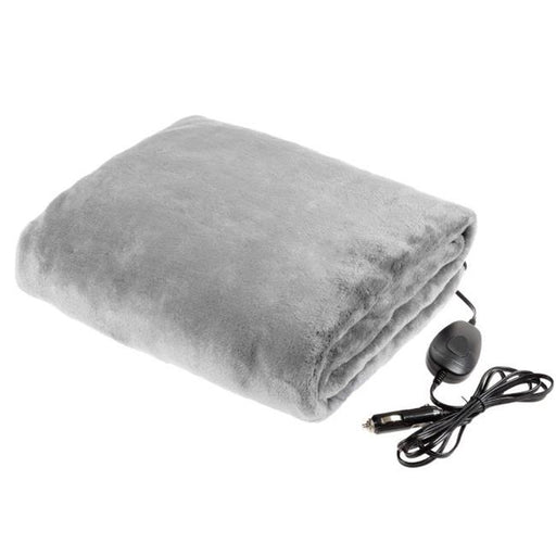 Stalwart 75-CAR1047 Outdoor Heated 12V Travel Throw-Fleece Electric Car Blanket - Gray
