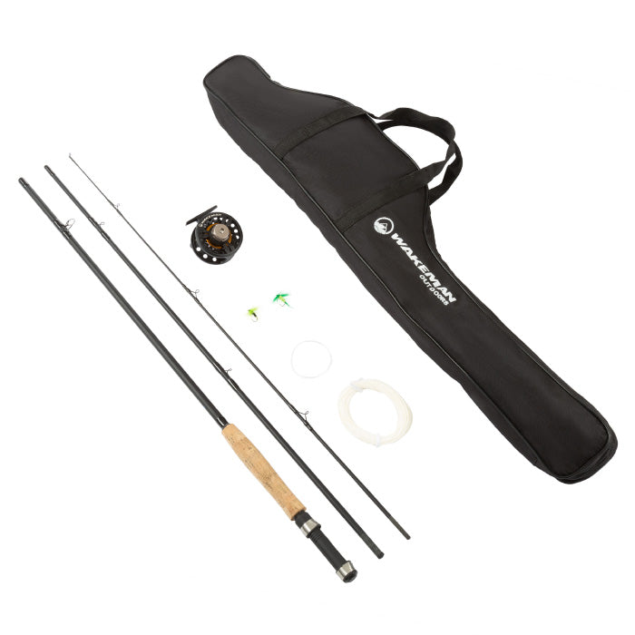 Wakeman 80-FSH5046 3 Piece Collapsible 97 in. Fiberglass & Cork Rod Fly Fishing Pole