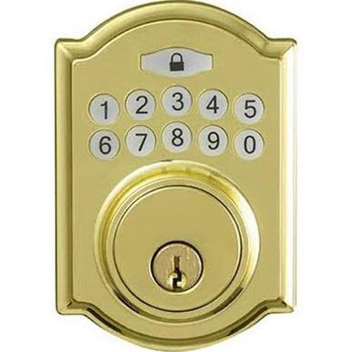 Taiwan Fu Hsing Industrial 221752 Tru-Guard Castle Electronic Deadbolt Lock&#44; Polished Brass