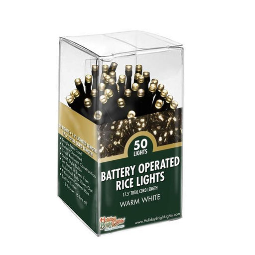 Holiday Bright Lights 251640 50 Light Warm White Battery Operated Rice Set - Pack of 24