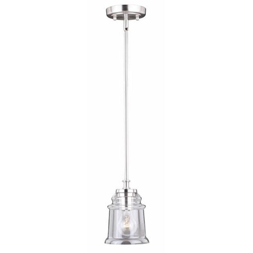 60W Toledo Mini Pendant Light Satin Nickel&#44; Clear Blown Glass