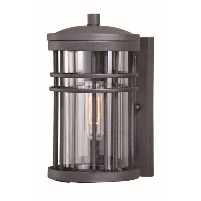 60W 10 in. Wrightwood Outdoor Wall Light Vintage Black&#44; Clear Glass