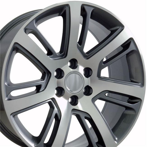 22 x 9 in. Replica Wheel&#44; Gunmetal Machined Face for Cadillac Escalade