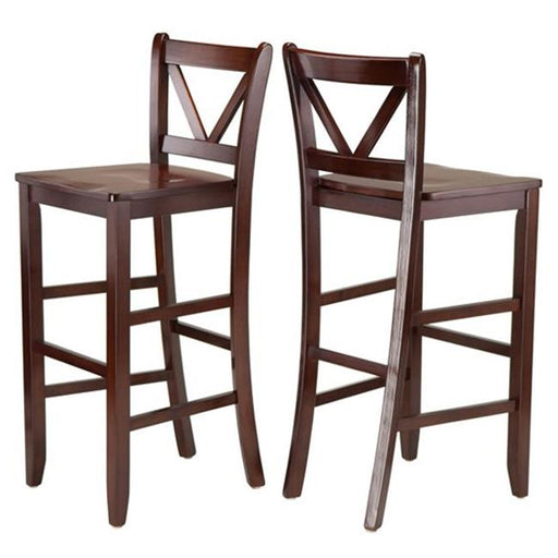 Victor 29 in. V Back Bar Stools&#44; Walnut - 2 Piece