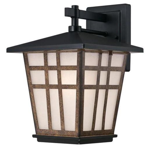 Westinghouse Lighting 6358200 1 Light Wall Fixture Accents & Frosted Seeded Glass&#44; Matte Black & Barnwood