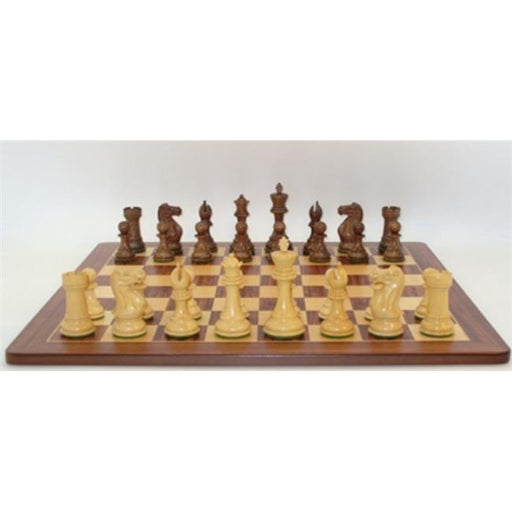 WW Chess 40KE-PM 2.2 in. sq. 3 oz Kikkerwood & Boxwood Exclusive Triple Weighted Beveled Base King Padauk&#44; Maple Inlaid Veneer Board