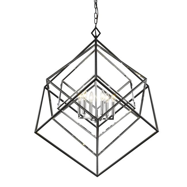 Z Lite 457-6CH-MB 38 x 35.5 x 35.5 in. 6 Light Chandelier&#44; Chrome & Matte Black