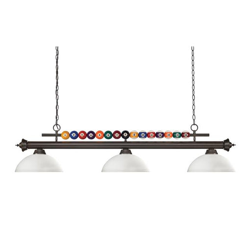 Z Lite 170BRZ-DMO14 Shark Billiard 3 Light with Matte Opal Glass&#44; Bronze - 15 x 14 x 58 in.