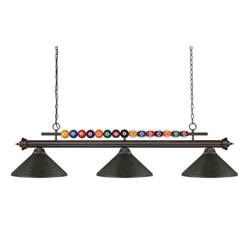 Z Lite 170BRZ-MGB Shark Billiard 3 Light with Golden Bronze Steel Shade&#44; Bronze - 15 x 14 x 60 in.