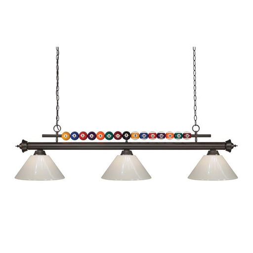 Z Lite 170BRZ-PWH Shark Billiard 3 Light with White Plastic Shade&#44; Bronze - 15 x 14 x 58 in.