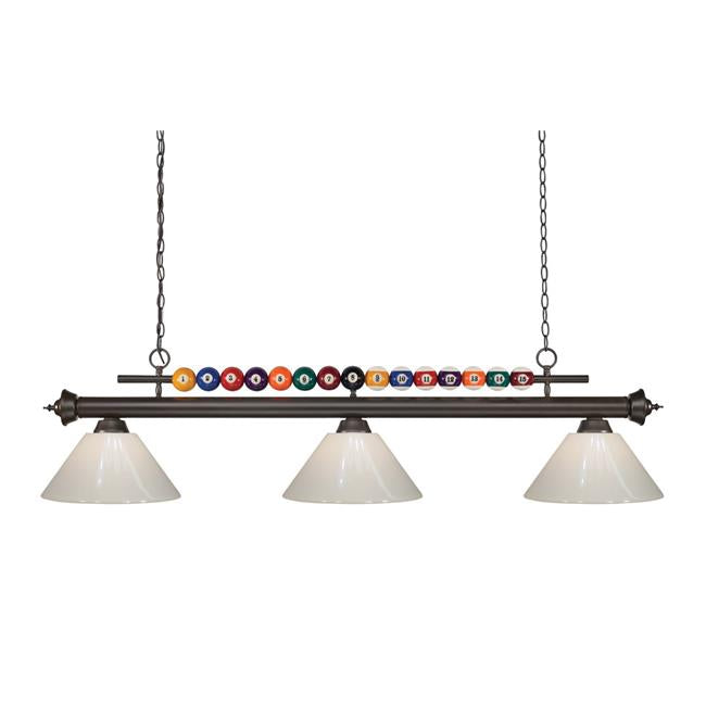 Z Lite 170BRZ-PWH Shark Billiard 3 Light with White Plastic Shade&#44; Bronze - 15 x 14 x 58 in.