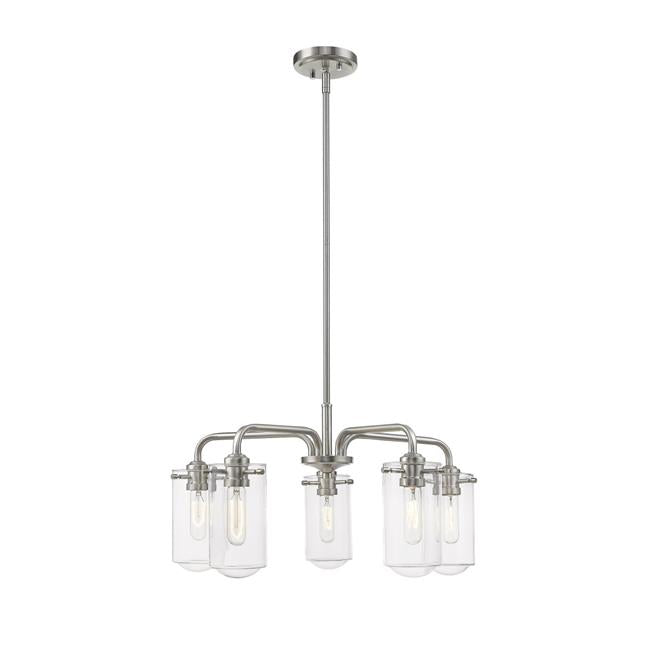 Z-Lite 471-5BN Delaney Transitional 5 Light Chandelier - Brushed Nickel&#44; Clear