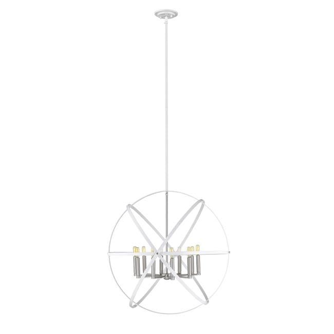 Z-Lite 463-36HWH-BN Cavallo Restoration 10 Light Chandelier - Hammered White & Brushed Nickel