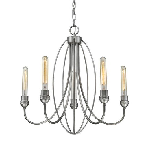 Zlite 3000-5OS Persis 5 Light Chandelier in Old Silver with Clear Shade