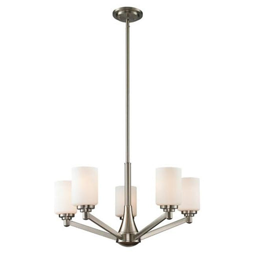 Zlite 410-5 Montego 5 Light Chandelier in Brushed Nickel with Matte Opal Shade