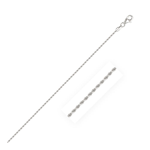 14k White Gold Solid Diamond Cut Rope Bracelet&#44; 1.5 mm - Size 7 in.