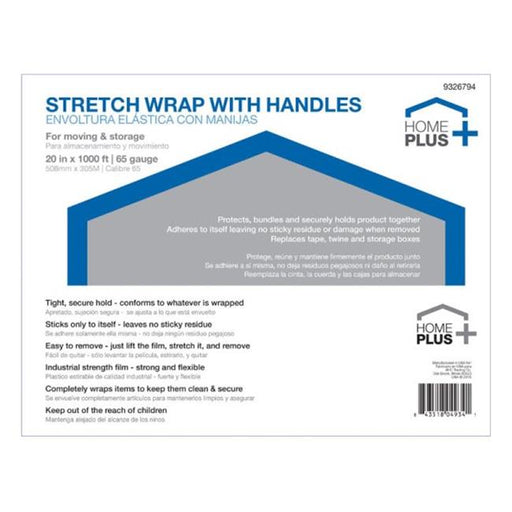 Home Plus FHP20ACE Stretch Wrap with Handle  Clear - 20 in. x 1000 ft.