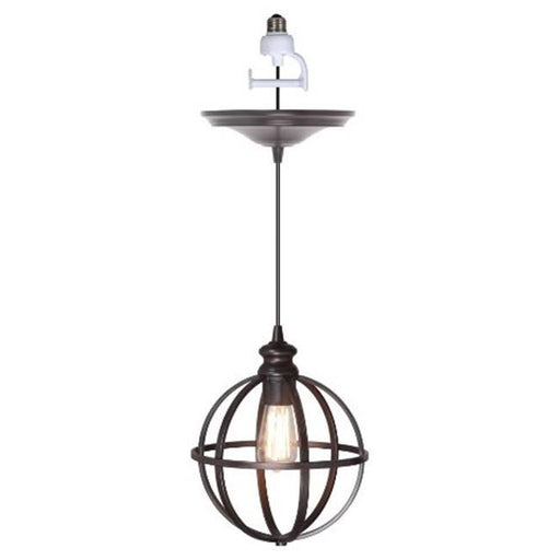 Worth Home Products PBN-4034-0011 1-Light Brushed Bronze Instant Pendant Conversion Kit- Globe Cage Shade