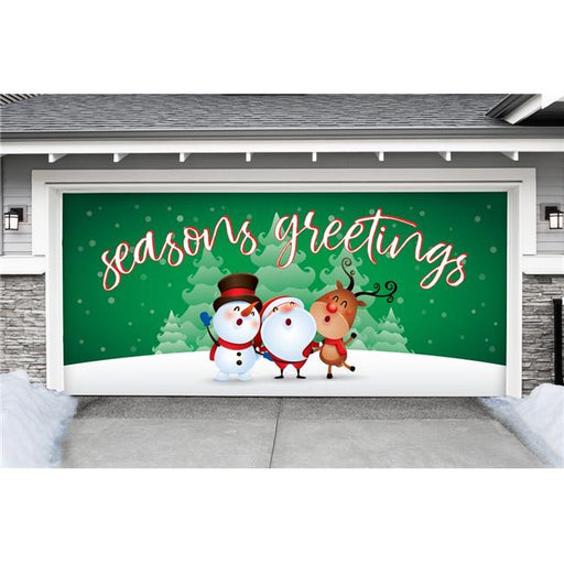 My Door Decor 285905XMAS-017 7 x 16 ft. Christmas Characters Seasonal Greetings Christmas Door Mural Sign Car Garage Banner Decor&#44; Multi Color